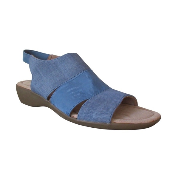 Lifestride Taura Sandals 9.5 Blue Slip On Open Toe Faux Leather Classic - Picture 2 of 9